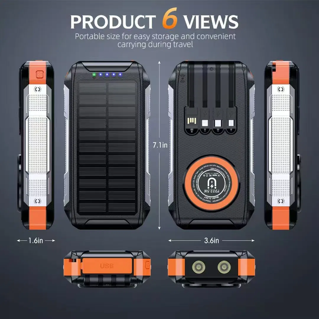 Солнечная павербанк Power Bank с быстрой зарядкой