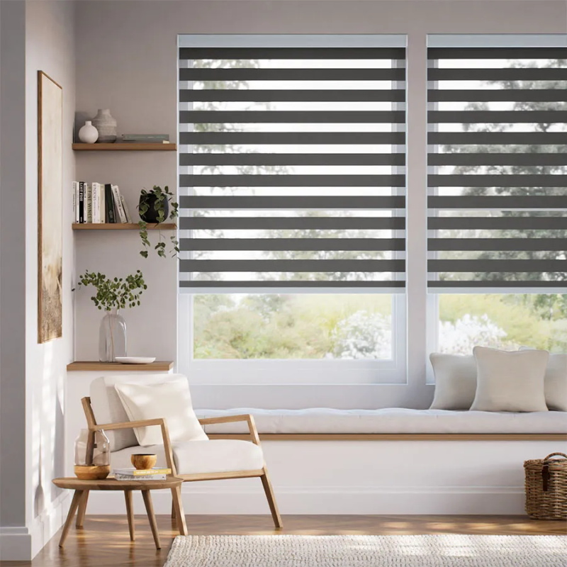 Custom 100% Polyester Window Zebra Blinds Automatic Day and Night Blind Motor Electric WiFi Remote Control Roller Shades
