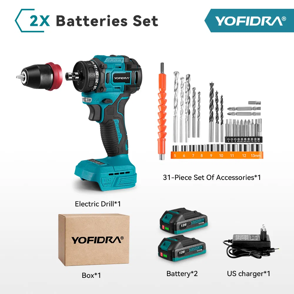 Versatile Electric Drill Featuring 24 Torque Settings and Hexagon Screwdriver