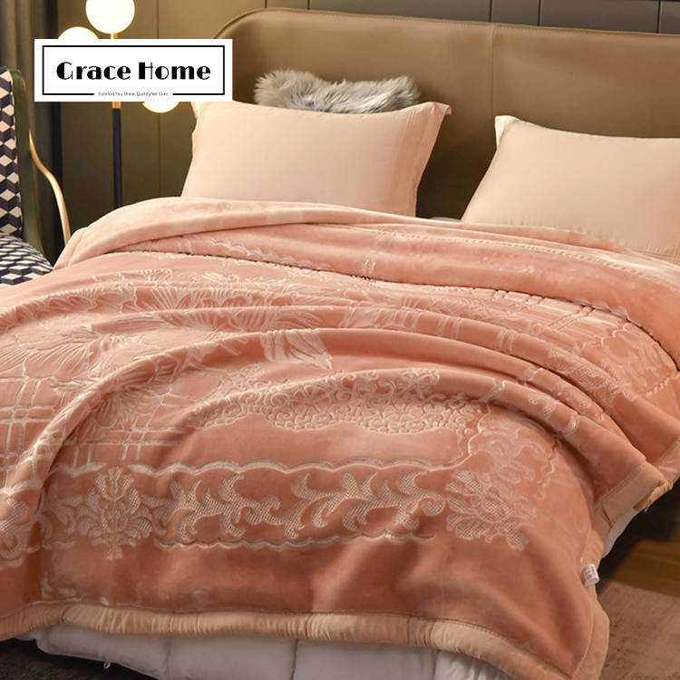 Тёплое плед-одеяло Raschel с тиснением, современный стиль