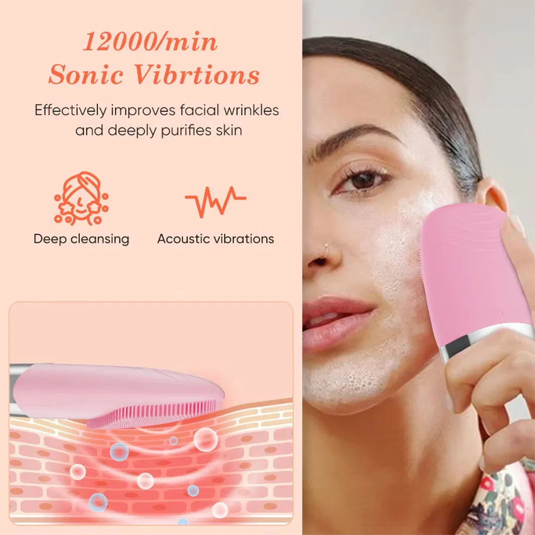 Manual Electric Facial Cleansing Brush Silicone Sonic Face Cleaner Deep Pore Cleaning Skin Massager Face Cleansing Brush Device Gifts for Women's Day