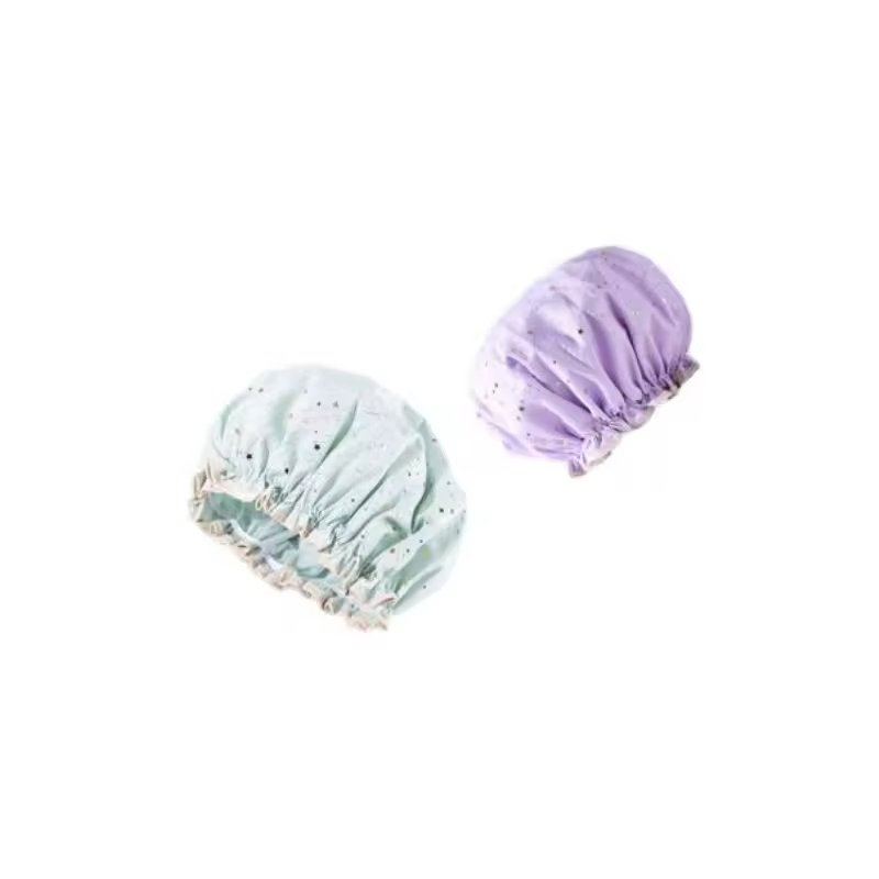 Hot Sale Star Pattern Double Layer Waterprooflightweight Material Durable Reusable Shower Cap