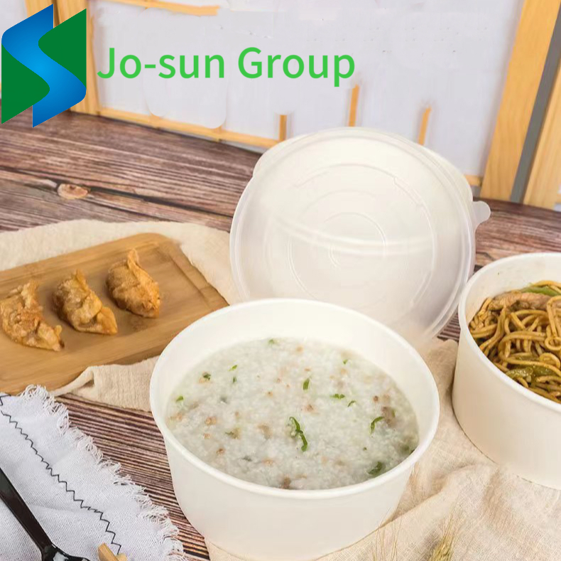 Jo-Sun Hot Sale Wholesale Disposable Round Takeout Kraft Paper Salad Lunch Bowl with Lid 1100ml