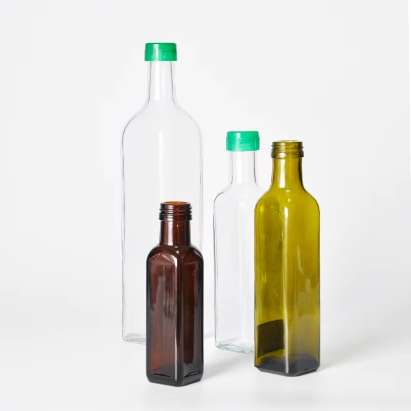 Customization Green 500ml 750ml 1000ml Square Olive Oil Glass Bottle