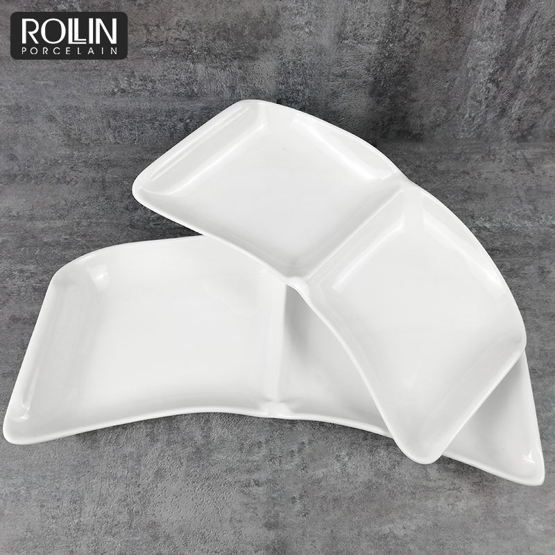 Wholesale Tableware Ceramic Divided Plate Porcelain Plate