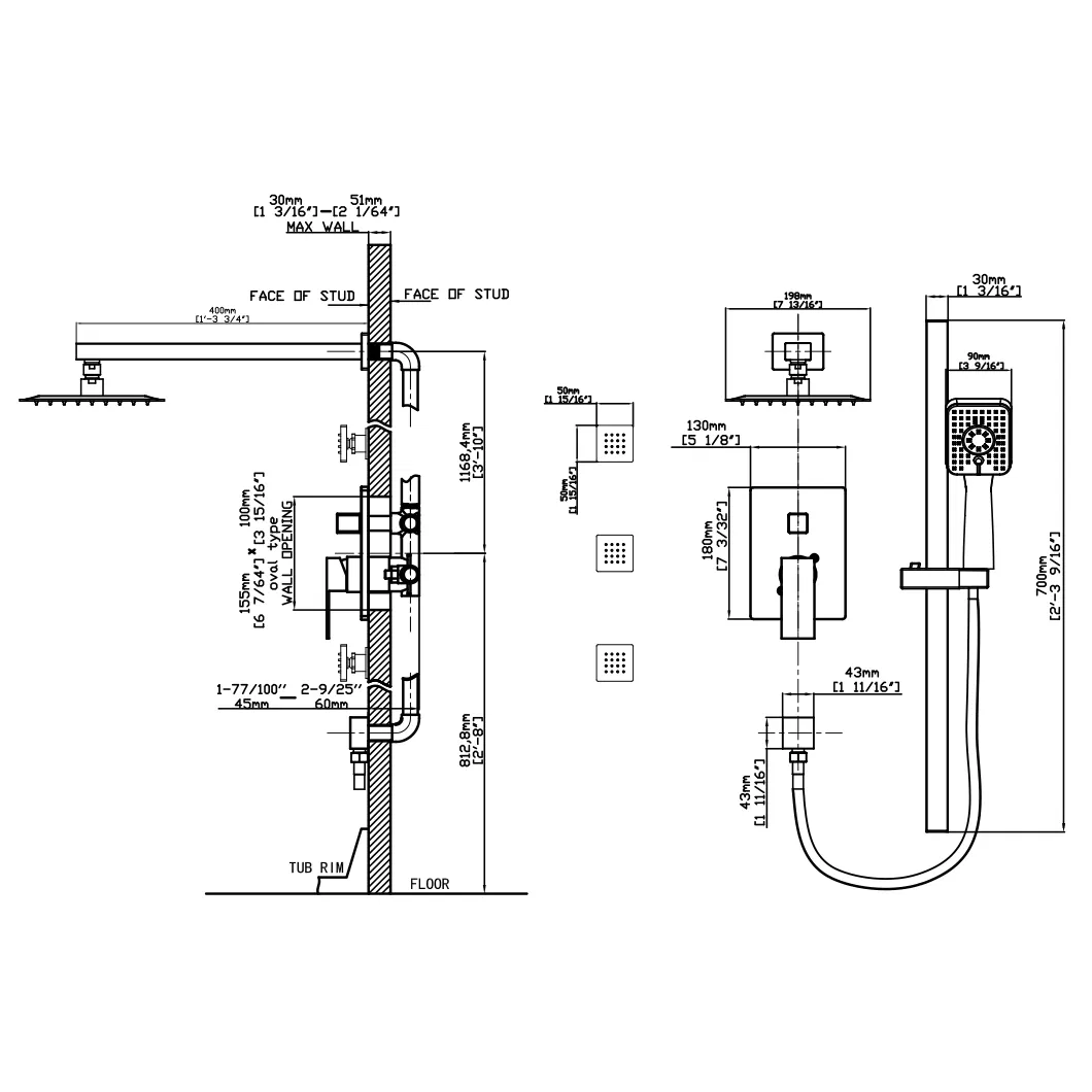 Скрытый душ с тропическим дождевым эффектом Lanerdi