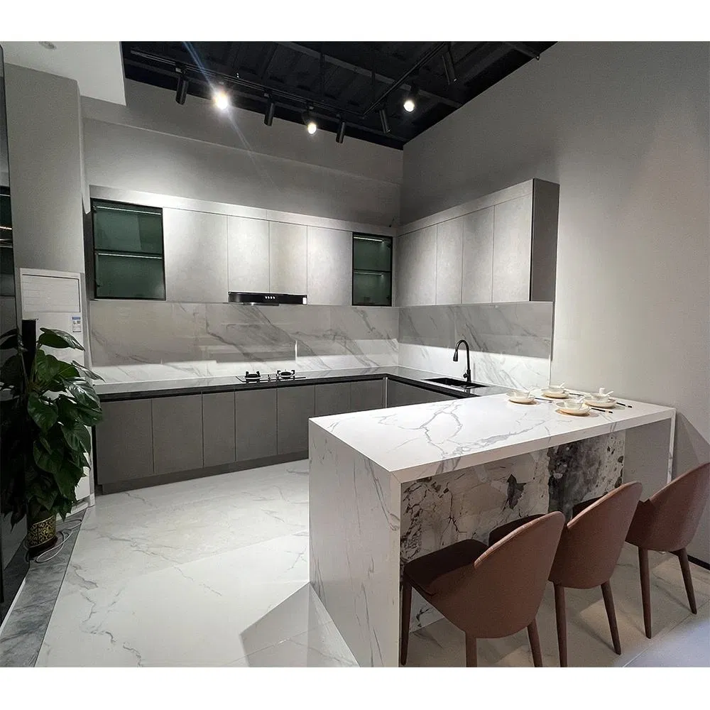 Modern Marble Style Sintered Stone White Color Kitchen Cabinet Countertop