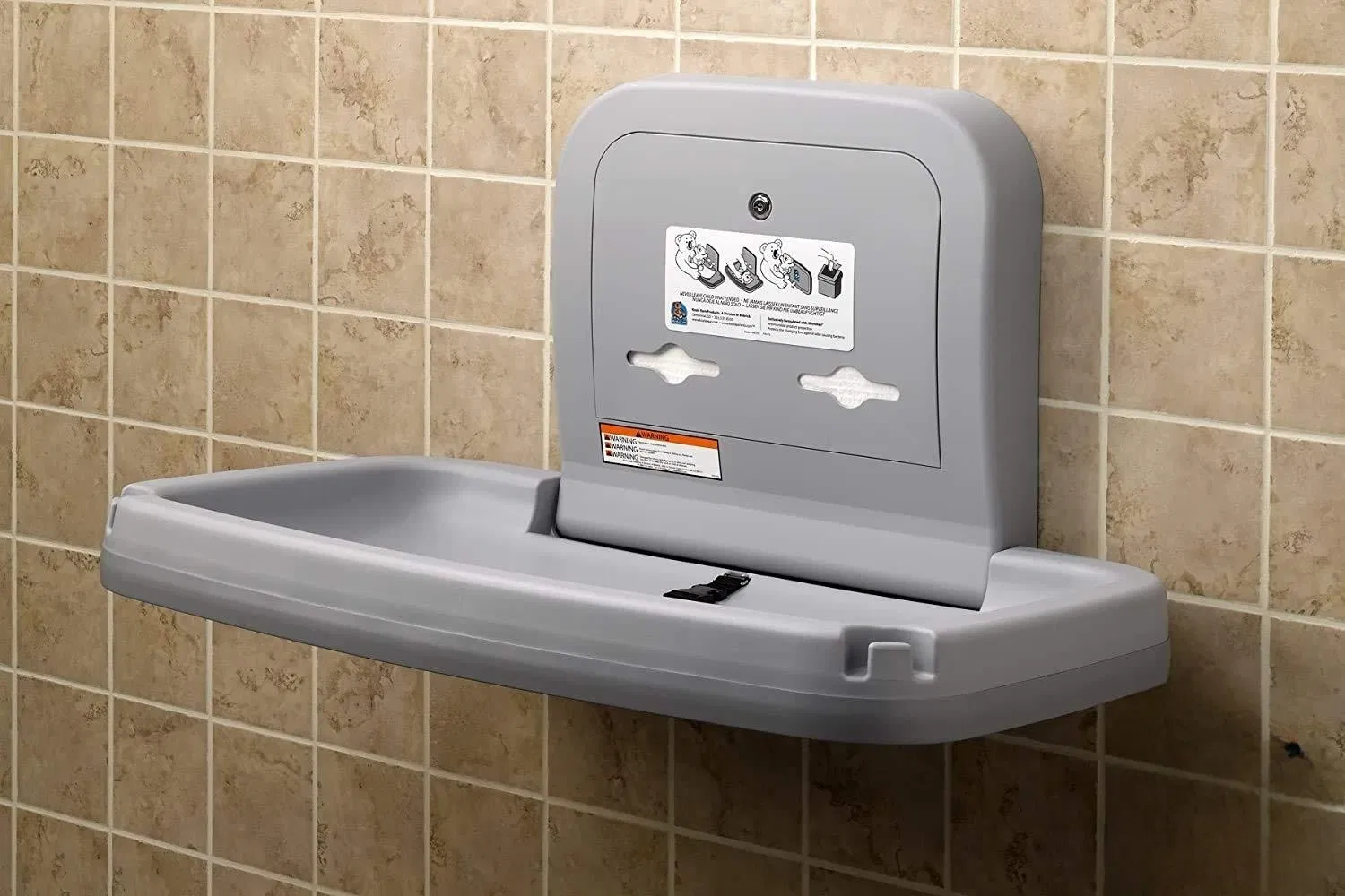 Horizontal Wall Mounted Grey Baby Changing Station