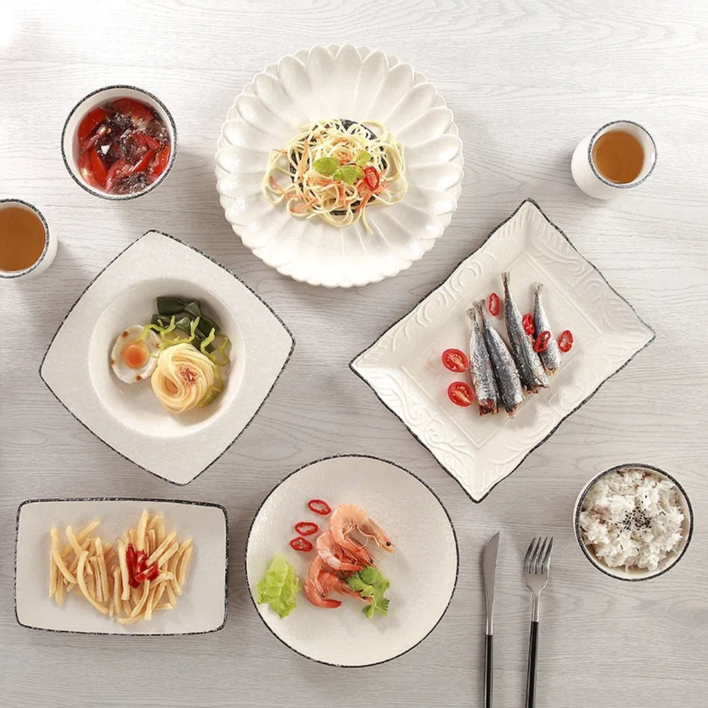 Heat Insulation Exquisite Ceramic Serving Plate for BBQ Restaurants