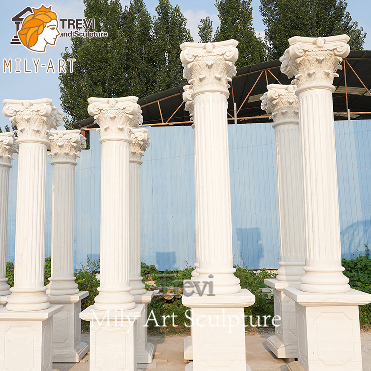 Project Building Natural Solid Marble Pillars White Marble Roman Columns