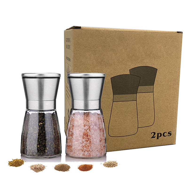 Pepper Grinder Stainless Steel Glass Spice Bottle Salt Pepper Mill Manual Spice Grinder Mill Household Kitchen Gadgets.Pepper Grinder Salt and Pepper Grinder Se