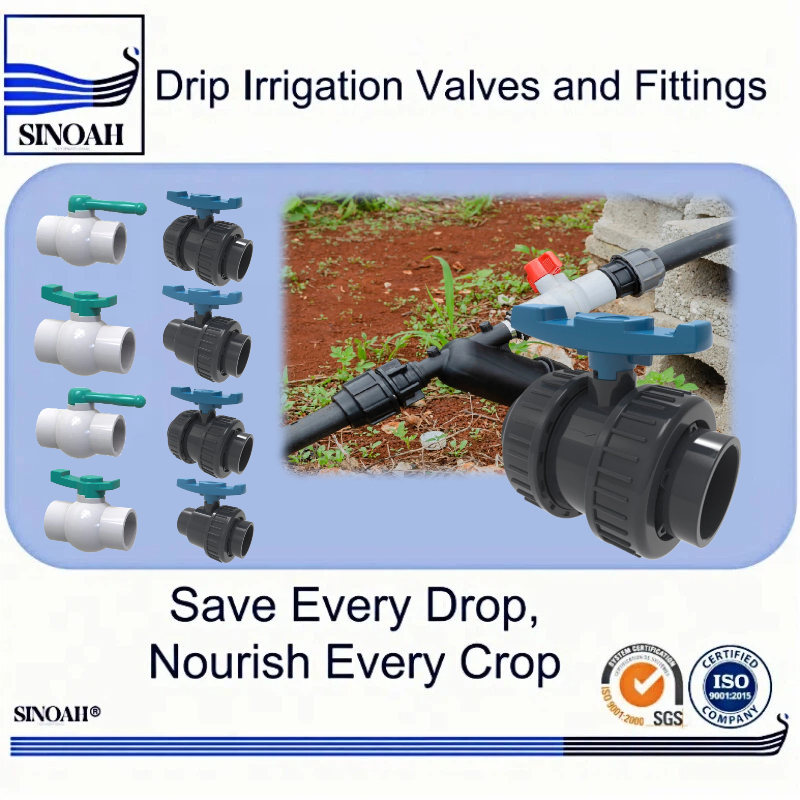 True-Union PVC Ball Valve Gray 1/2-4" for Crop Field Micro Irrigation Valve