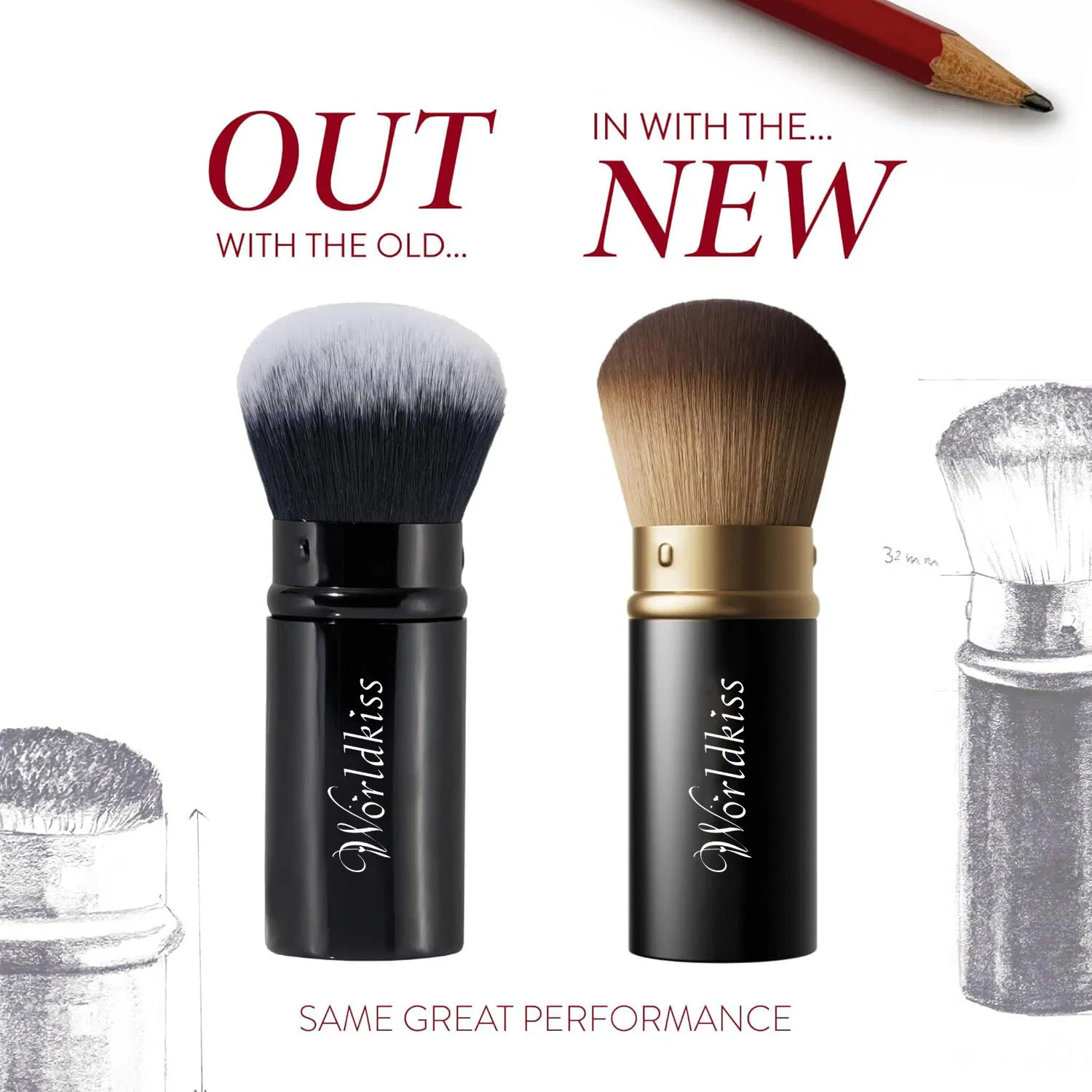 Wholesale Retractable Black Kabuki Face Liquid Cream Powder Cosmetic Brush