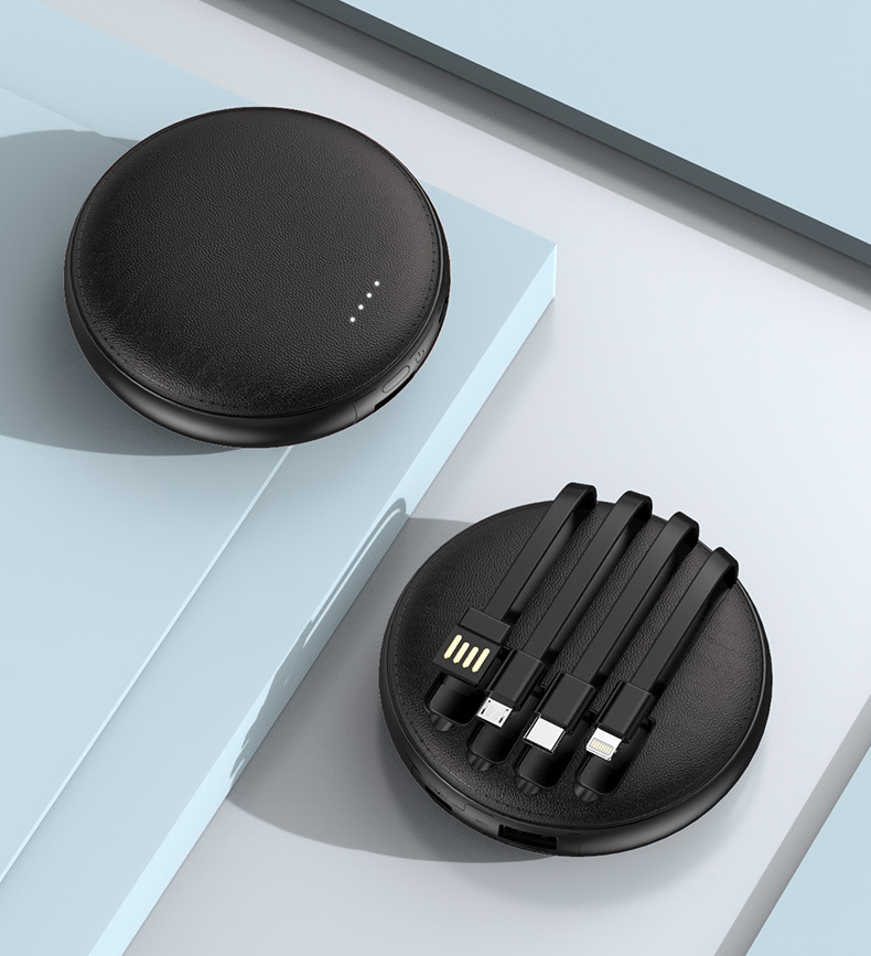 Mini Power Bank 20000mAh with Built-in 4 Cables and Custom Logo for Promotional Gifts