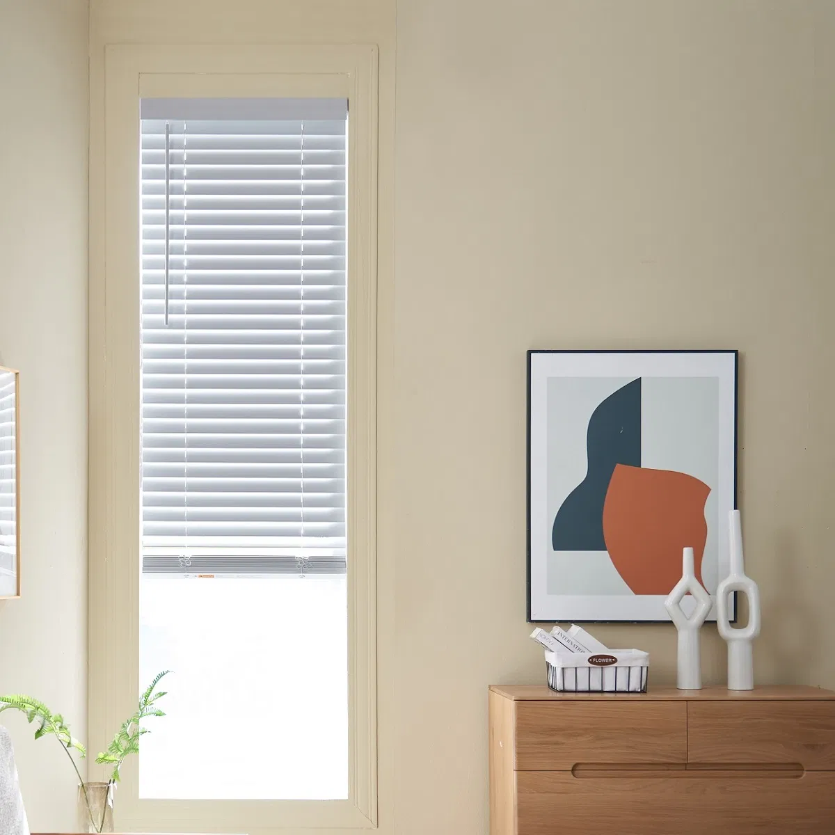 Cordless Blinds 2'' Slats for Home Decoration Building Materials Window Coverings Fauxwood Venetian Blinds 5cm Slats