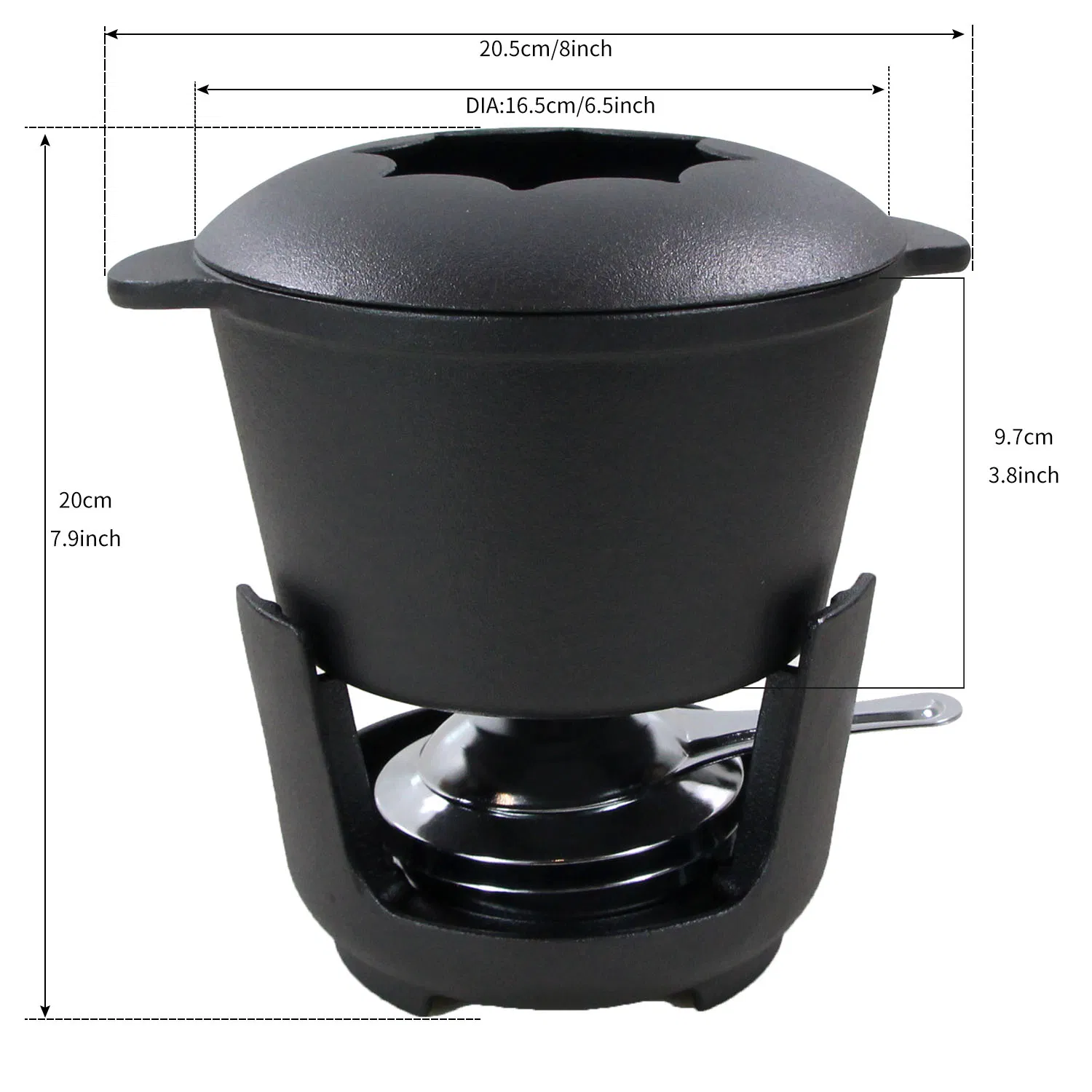 Factory Direct Durable Enameled Cast Iron Chocolate Cheese Fondue Pot