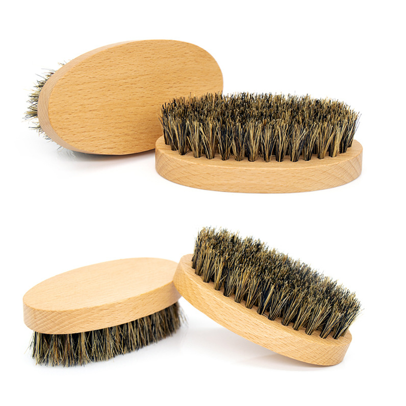 Natural Boar Bristle Beard Brush for Men Professional Wooden Handle Beard and Mustache Grooming Brush