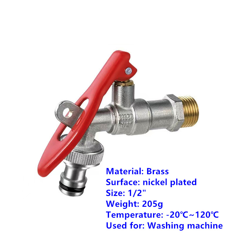 Brass Lockable Ball Valve Large Flow Faucet Used for Garden Hoses/Outdoor/Washing Machines/Sinks