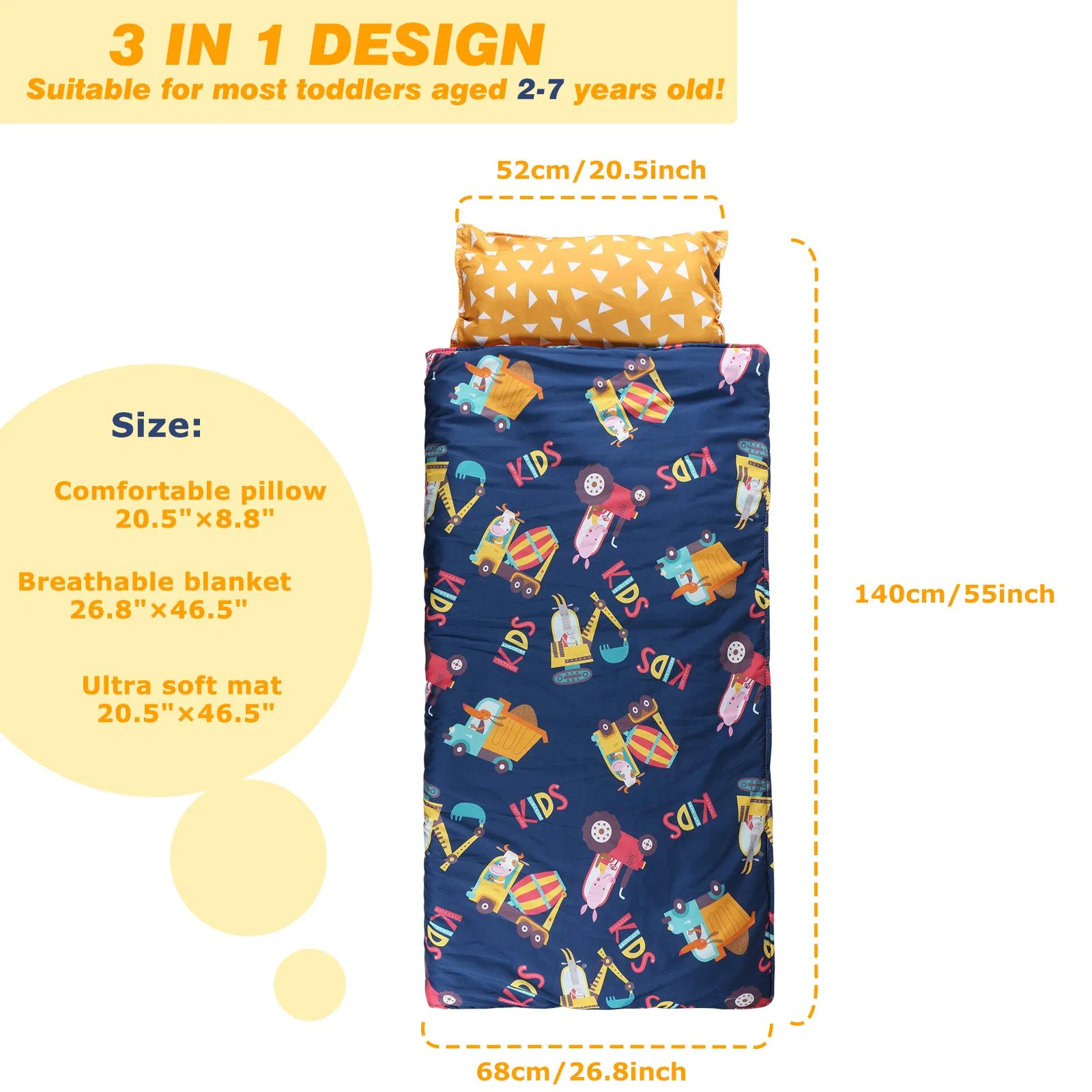 Custom Design Toddlers Sleeping Bag Soft Nap Mat Portable Easy Roll-up