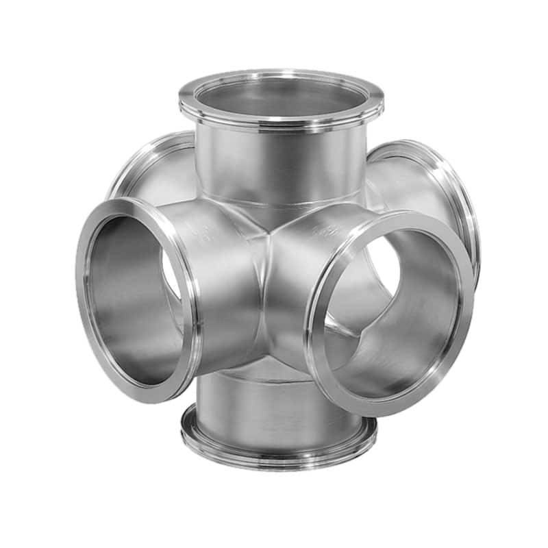 New Stainless Steel Equal Cross Fixed Flange Vacuum ISO100 6-Way Cross