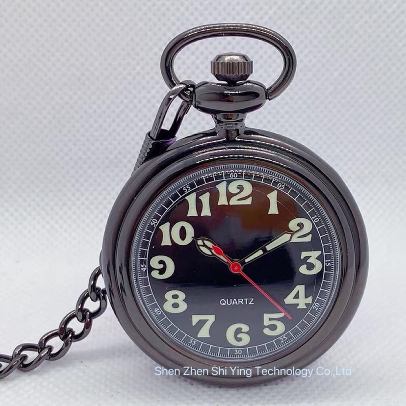 Japan Movement Quartz Pocket Watch with Grow in The Dark Face