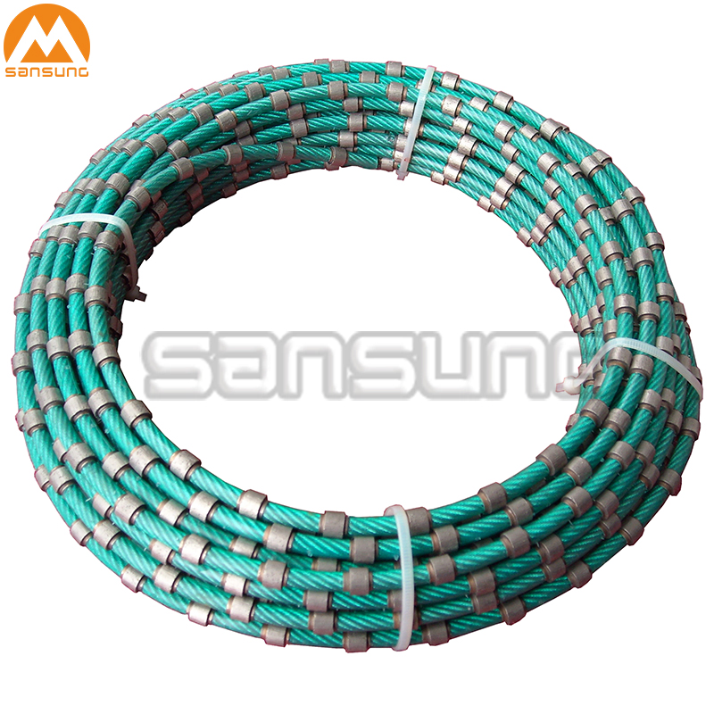 Rubberized or Plastic Coating or Spring Diamond Wire for Granite and Marble Quarrying