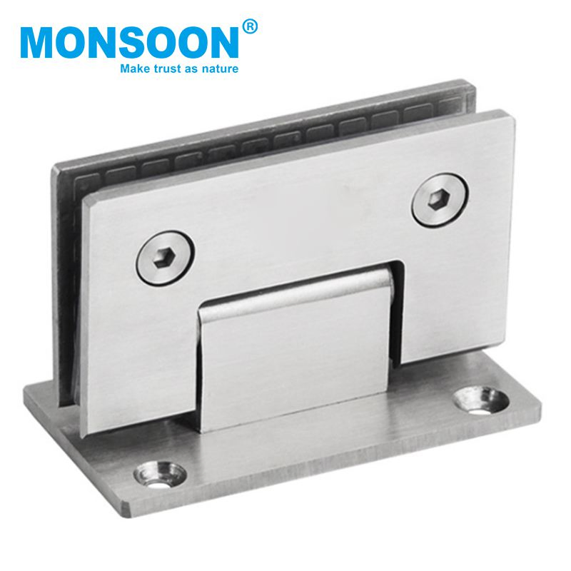 Heavy Duty Satin Climp Glass Door Hinge Adjustable Wall Mount Polish Stainless Steel Shower Hinge Square Bathroom Shower Door Hinge