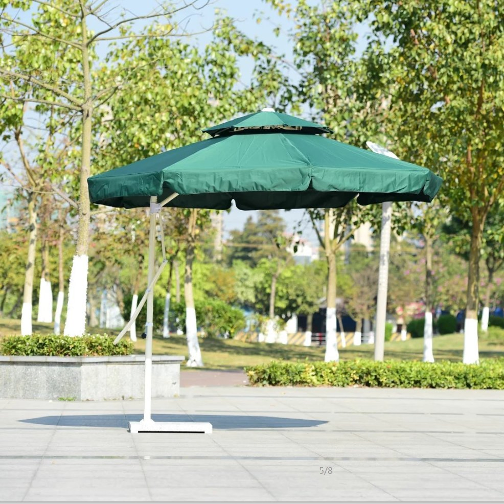 Excellent Big Outdoor Side Pole Roma Garden Umbrella Double Top