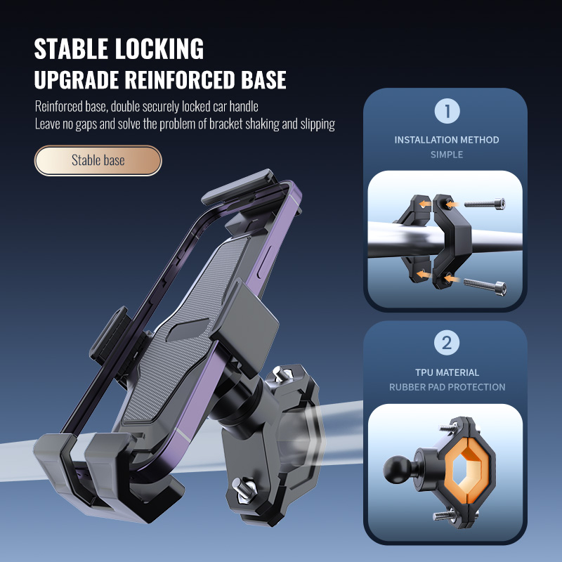 Outdoor Cycling Gravity Mobile Phone Holder with Locking Clamp for Bicycle Motorcycles