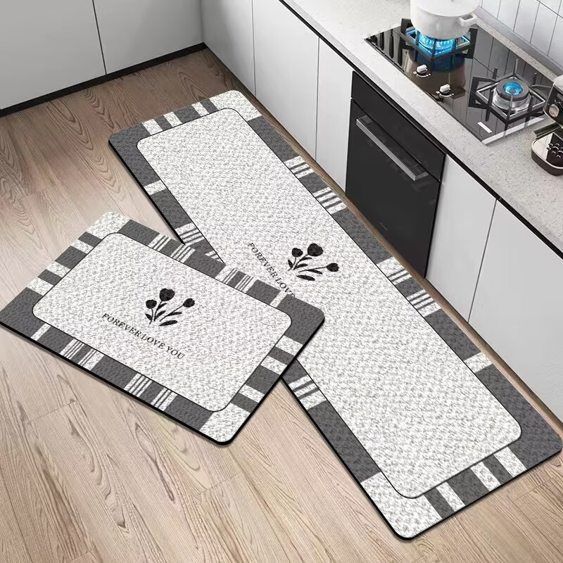 Modern Kitchen Carpets and Bath Mats Rug Bathroom for Floor Carpet Tiles Area Rug Black