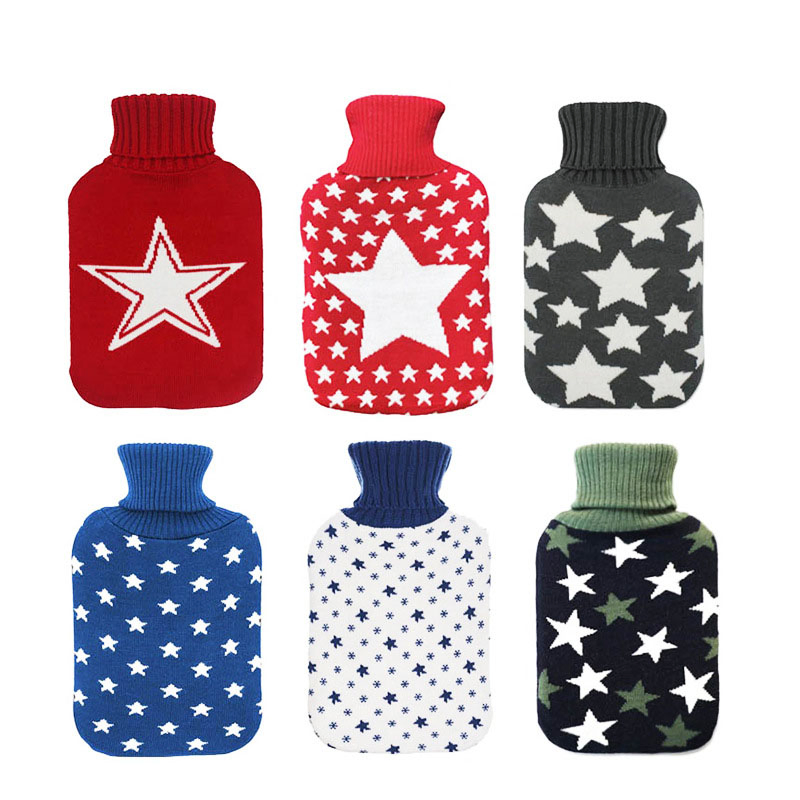 Silicone Long Bottle Hot Compress Water Bottle with Knitted Cover