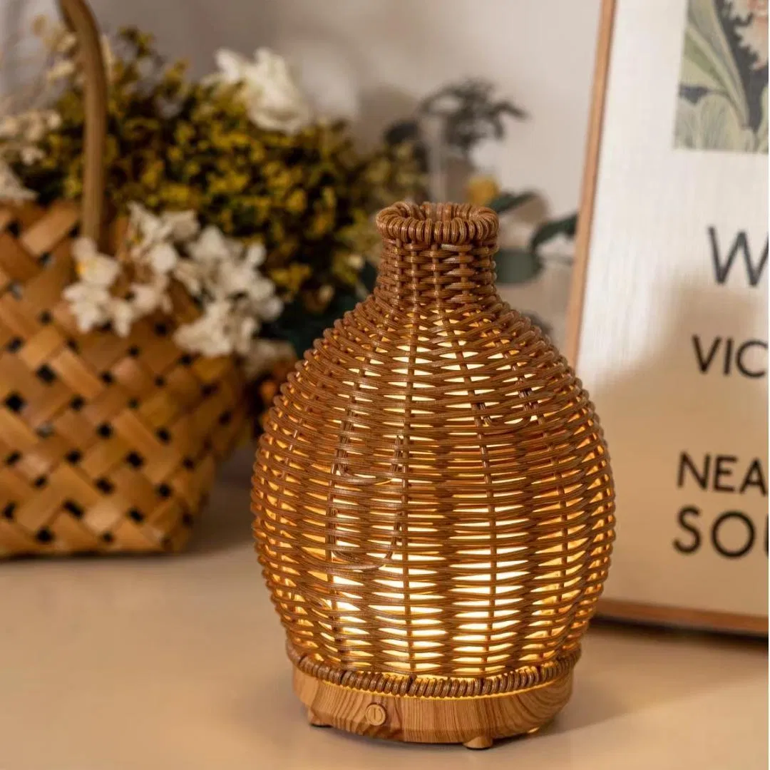 Factory Wholesale 80ml Essential Oil Rattan Retro Air Humidifier Ultrasonic Aroma Diffuser