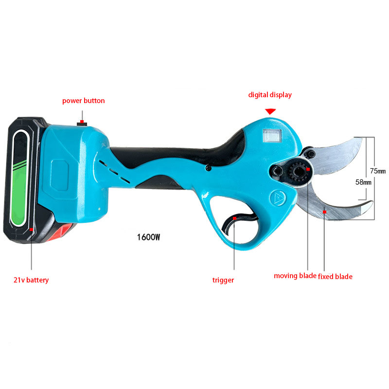 Electric Pruning Shears Secateurs, Professional Cordless Branch Pruner with Extension Pole Adjustment Digital Display Screen