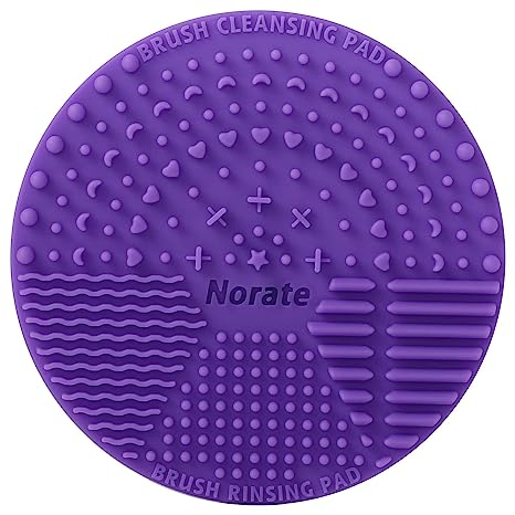 Amazon Brush Cleaning Mat, Silicone Makeup Cleaning Scrubber Mat Portable Washing Tool Cosmetic Brush Cleaner with Suction Cup