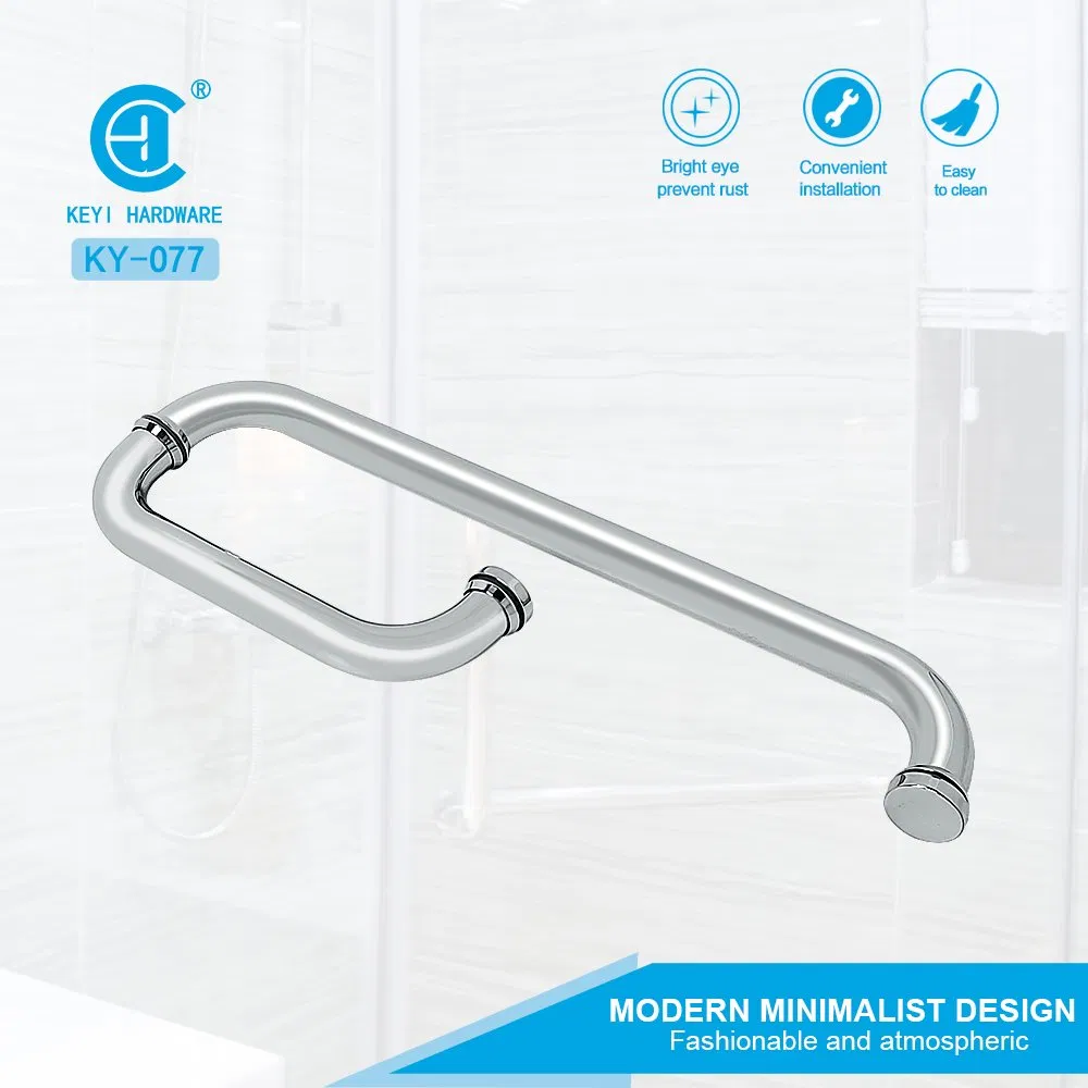 Round Tube Stainless Steel Bathroom Glass Door Handle