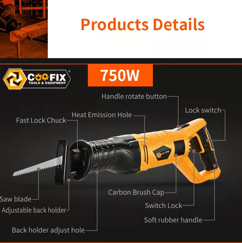 Coofix CF-RS002 Electric Reciprocating Saw for Wood Cutting