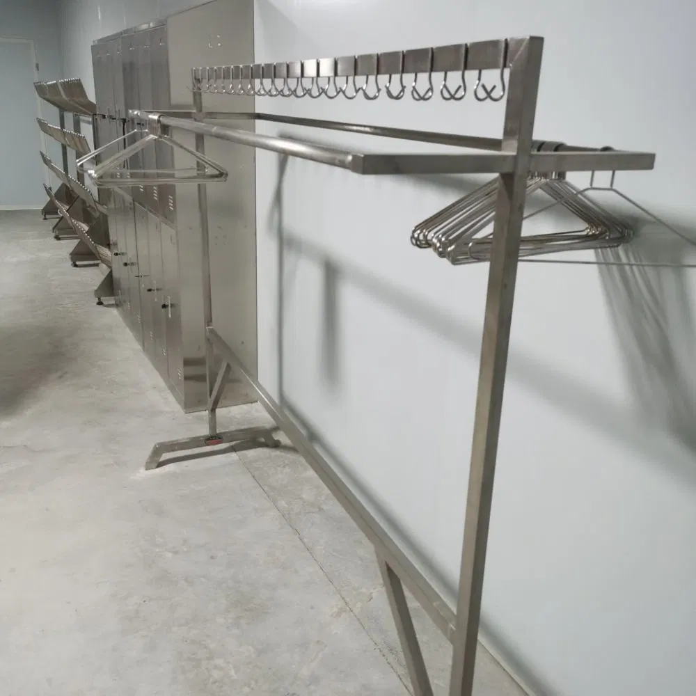 Premium Double-Sided Stainless Steel Coat Rack for Cleanroom Use