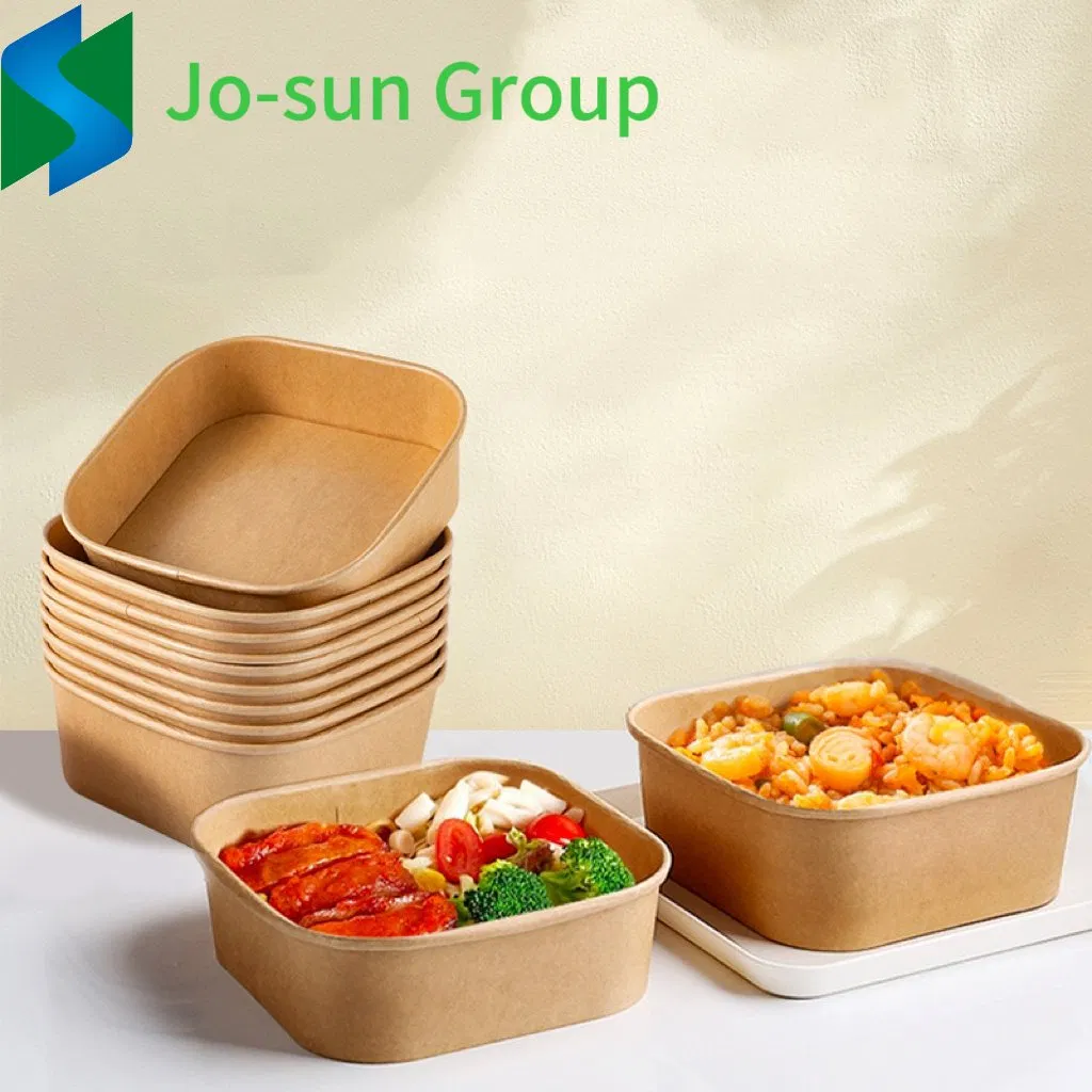 Jo-Sun Eco-Friendly Disposable Square Kraft/White Paper Salad Bowl Snake Food Bowl