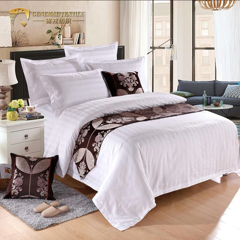 King Size 330tc 100% Cotton Satin Weave Hotel Linen White Bedsheets