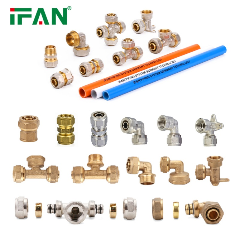 Ifan Low MOQ Hot Sales Brass Compression Fittings Tee Elbow Pex Pipe Water Connector 16-32mm Pex Fitting