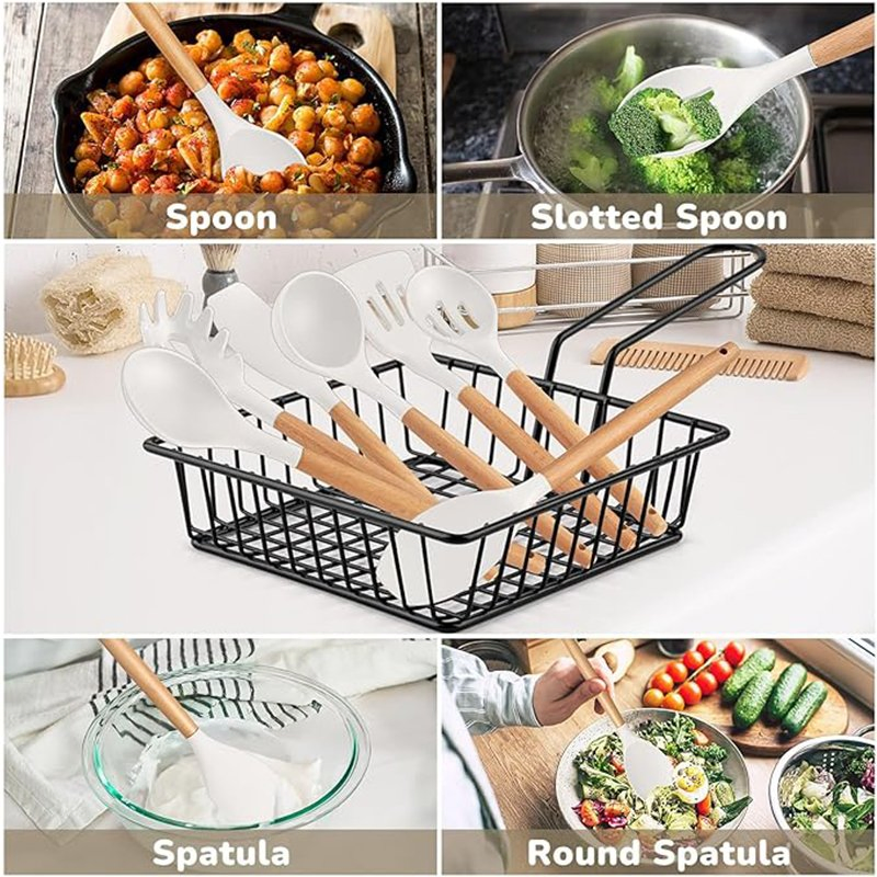 Versatile Solid and Slotted Spoons for Non-Stick Cookware Set