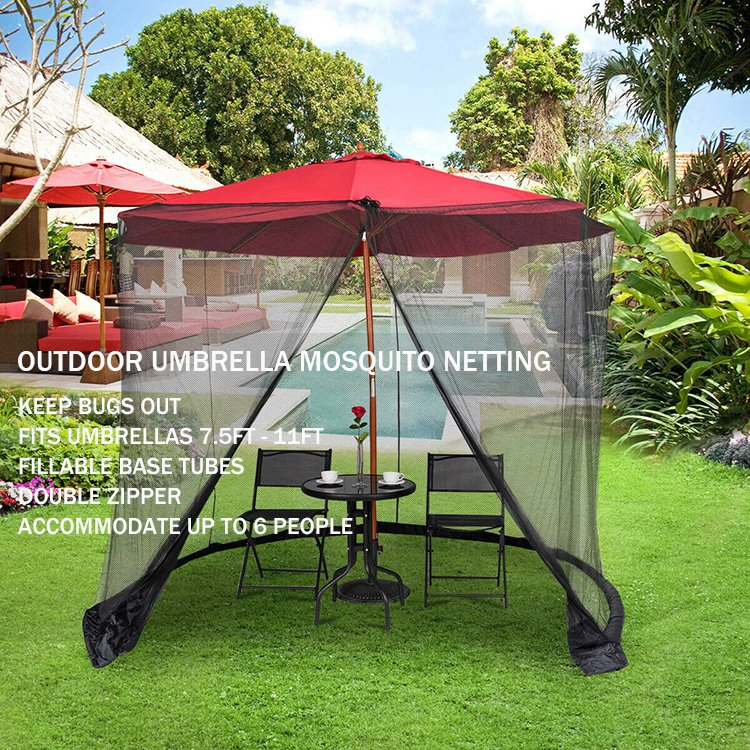 Wholesale Adjustable Size 7FT-11FT Meditation 6person Umbrella Net Foldable Mosquito Net with Zipper for Patio
