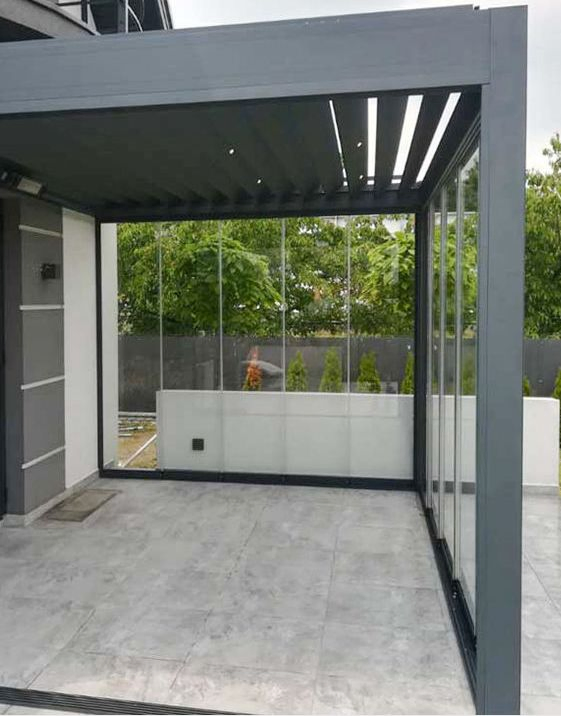 Aluminum Gazebo Garden Greenhouse with Adjustable Roof Louver