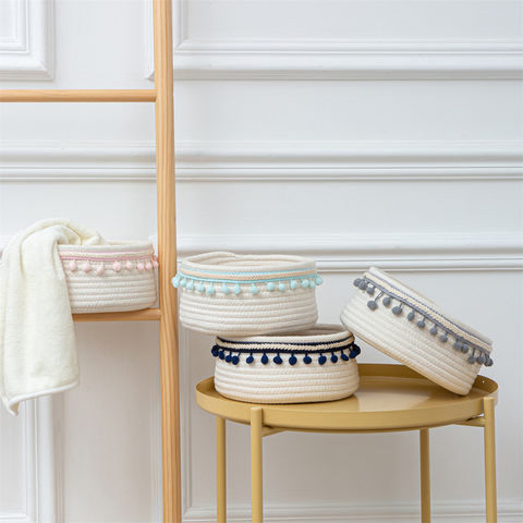Cotton Thread Weaving Bedside Storage Basket Clothing Magazine Desktop Storage Basket