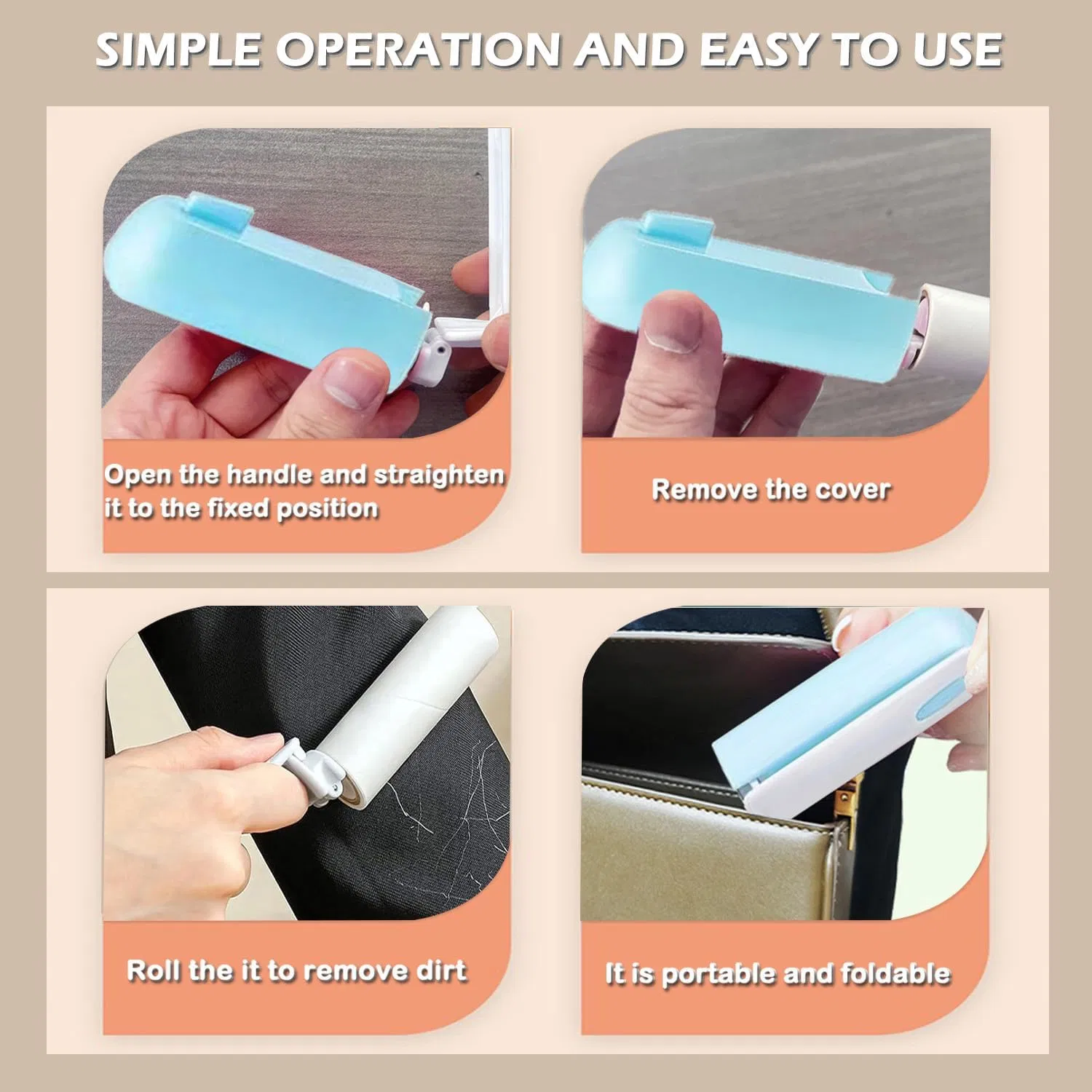 Portable Lint Roller Designed for Ultimate Convenience Containing 30 Sticky Sheets Remove Lint Hair Fuzz Dust From Clothes Hats Shoes Bags Car Seats Efficiently