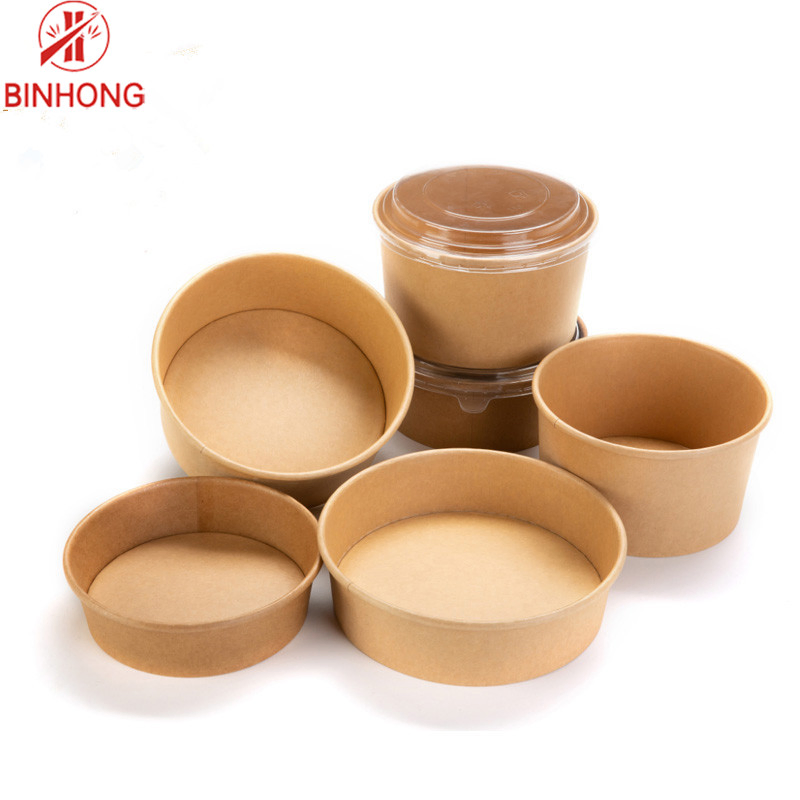 Salad Bowl Disposable Kraft Paper Bowl Takeaway Food Packaging Bowl