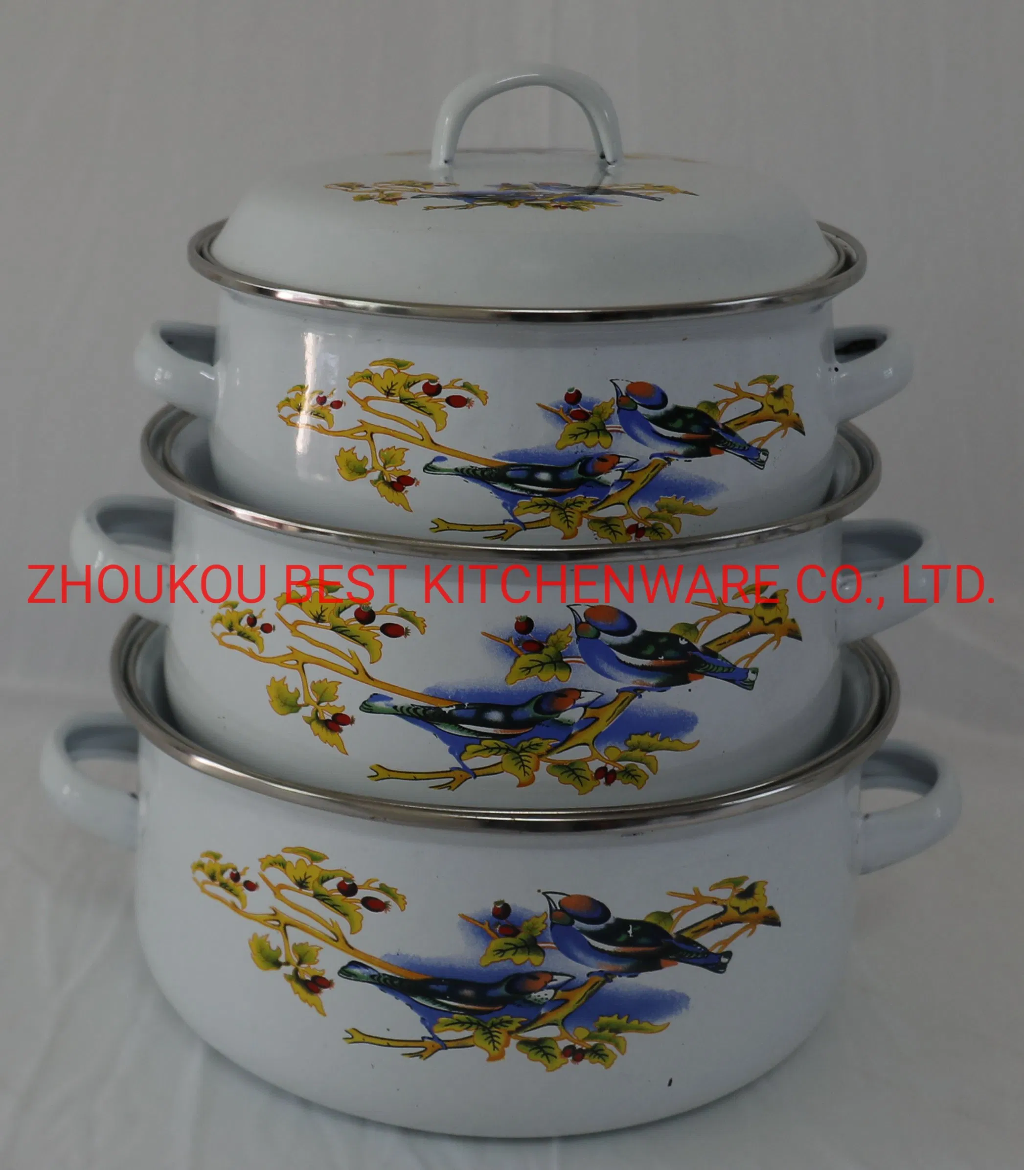 Black Bottom 3 PCS Enamel Casserole Set Enamelware Cooking Pot