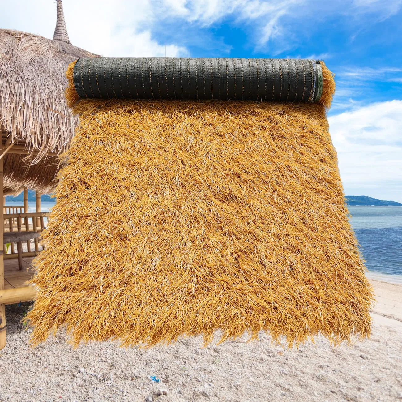 Eco Friendly Synthetic Thatch Roof Sheets for Garden and Poolside Roofs