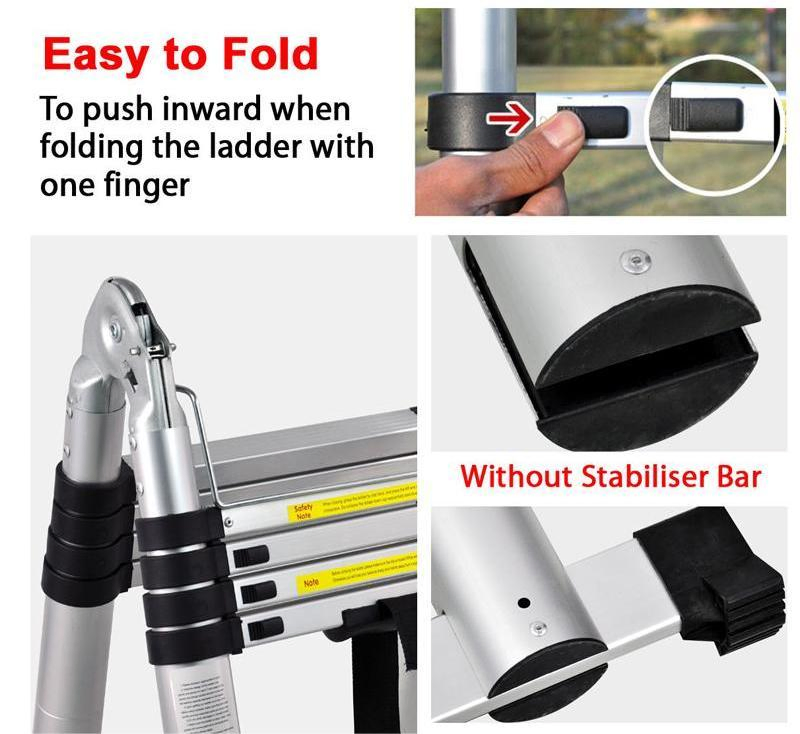 2 in 1 Double Aluminum a-Type Multifunction Telescopic Extension Ladder Industrial Design Style Foldable Ladder Stools