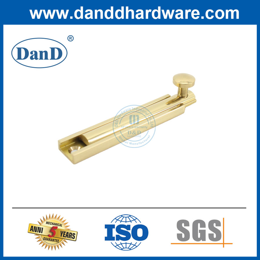 ISO Polished Brass Sliding Tower Bolt Manufacturer Hardware for Indoor